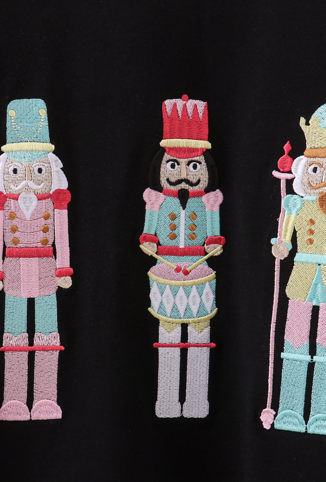 Mom & Me Black Nutcracker Embroidery Top