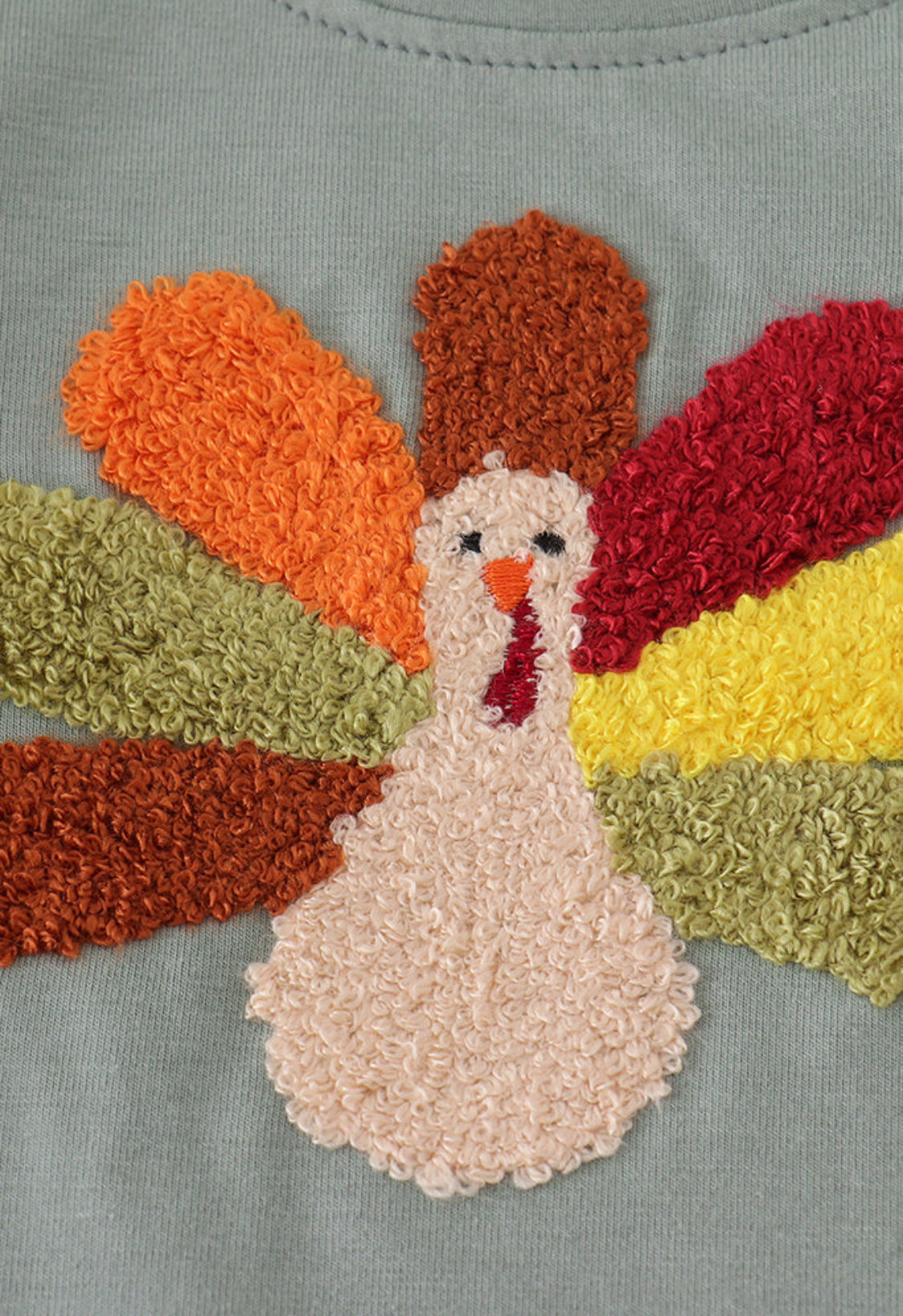 Sage Turkey French Knot Ruffle Girl’s Bubble