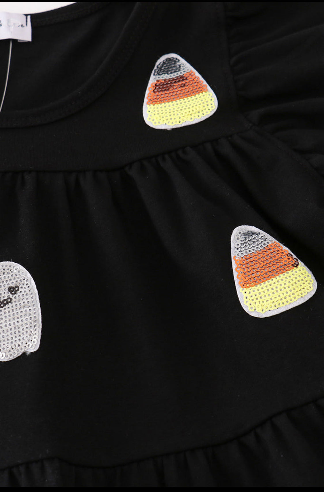 Black Ghost Sequin Ruffle Dress
