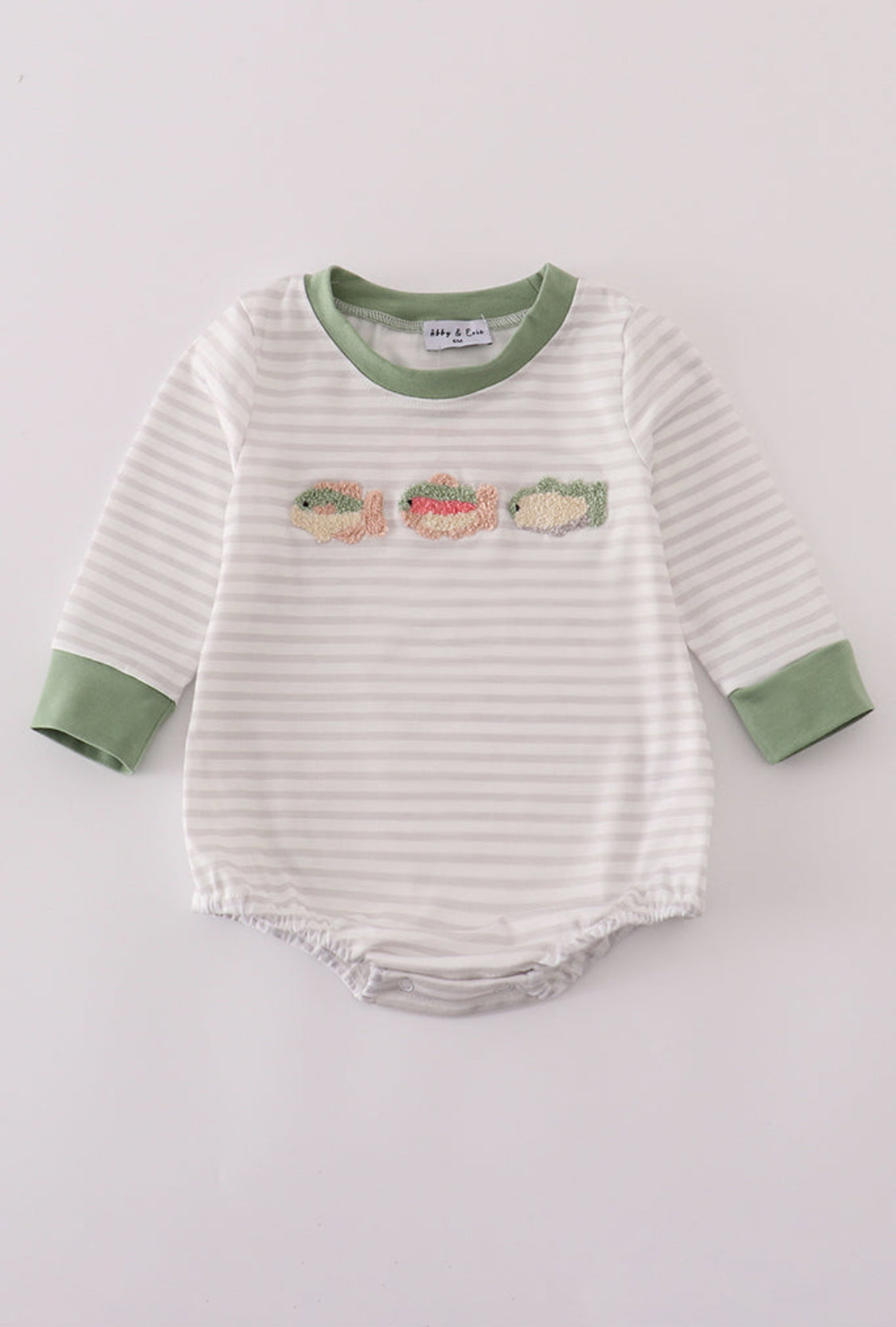 Sage Fish French Knot Stripe Boy’s Bubble