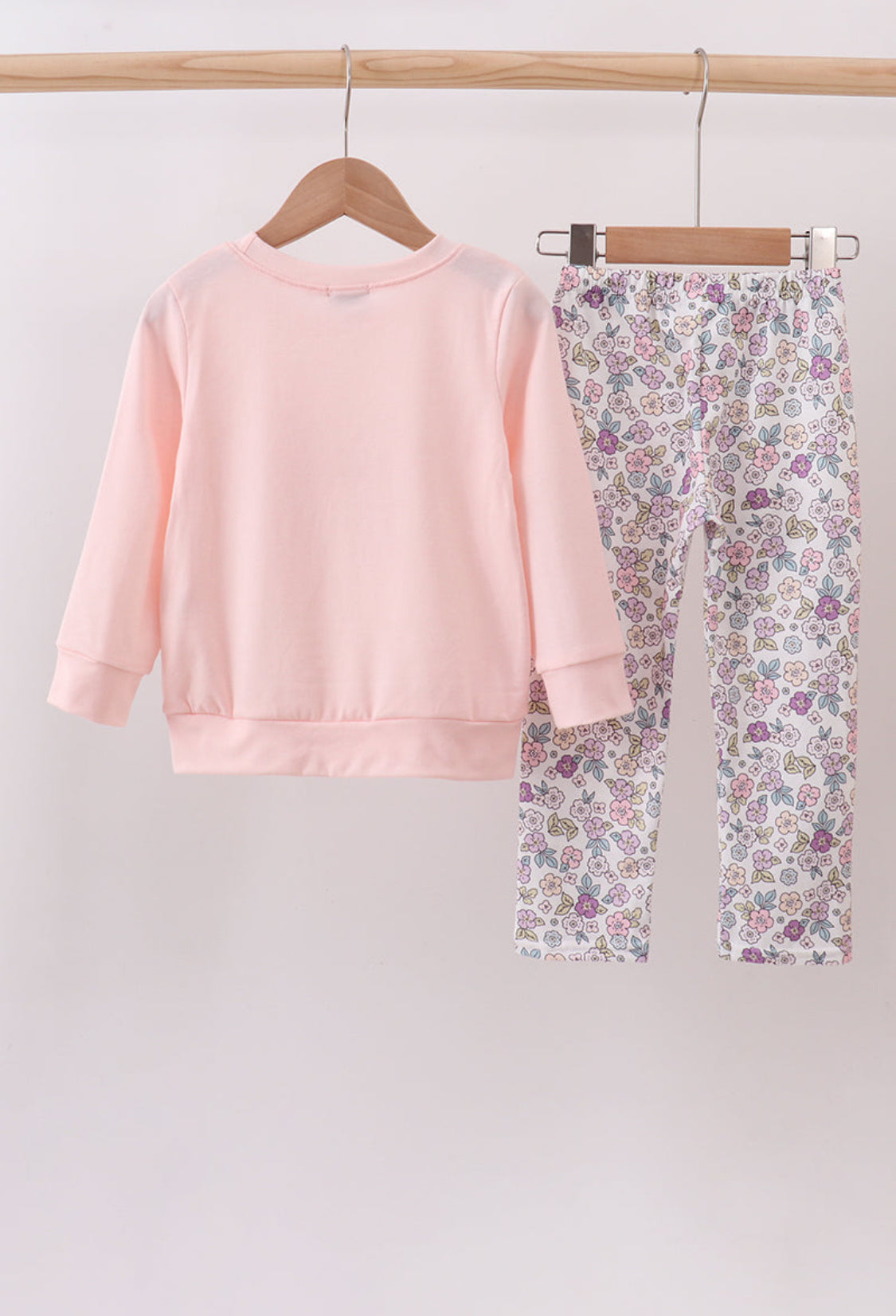 Pink Floral Bow Appliqué Girl’s Pants Set