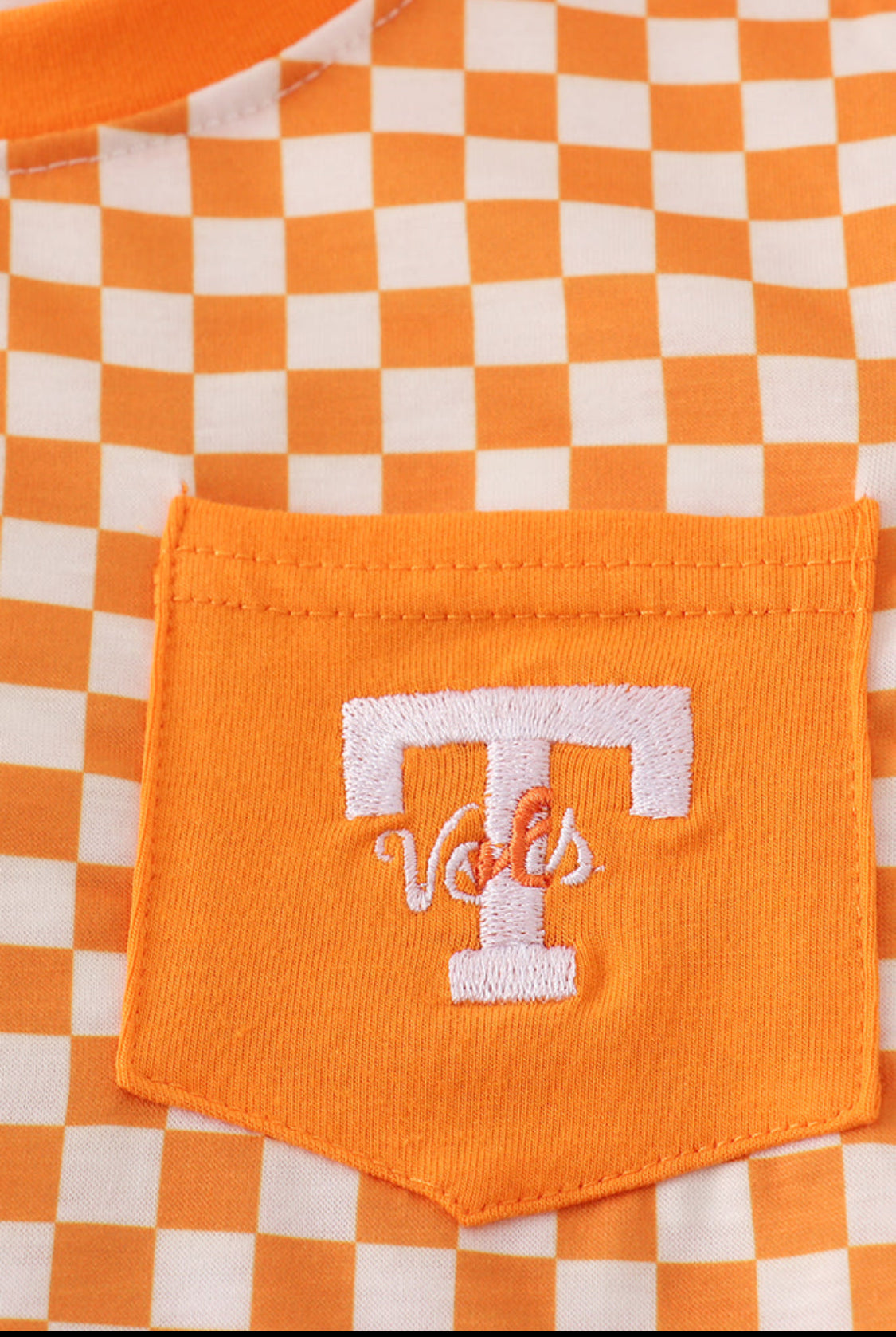 Orange Tennessee Go Vols Embroidery Checkered Unisex Top