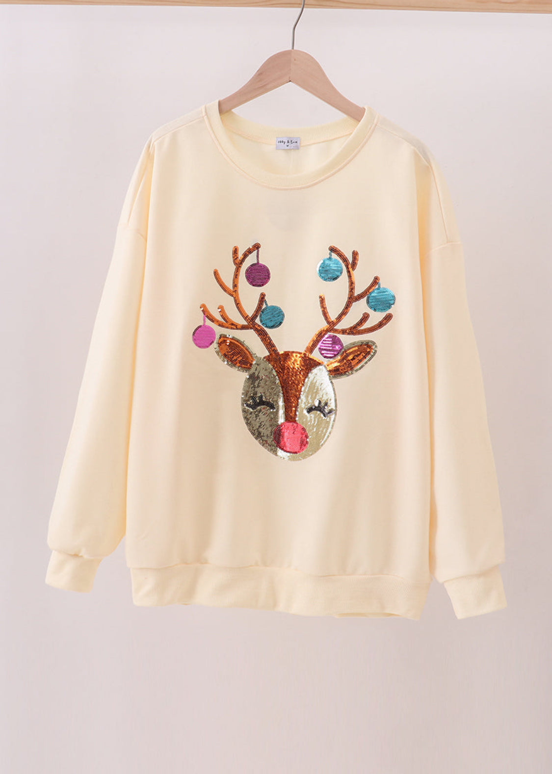 MOMMY & ME!!!  Beige Reindeer Sequin Sweatshirts