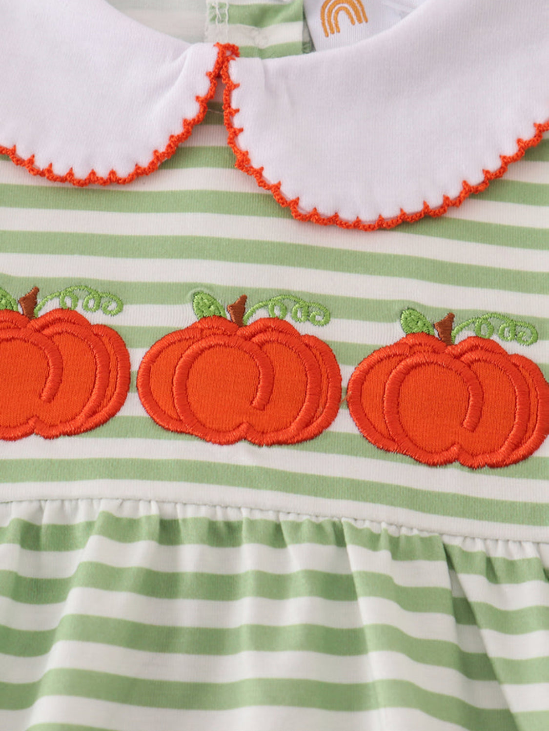 Green Stripe Embroidery Girl’s Bubble