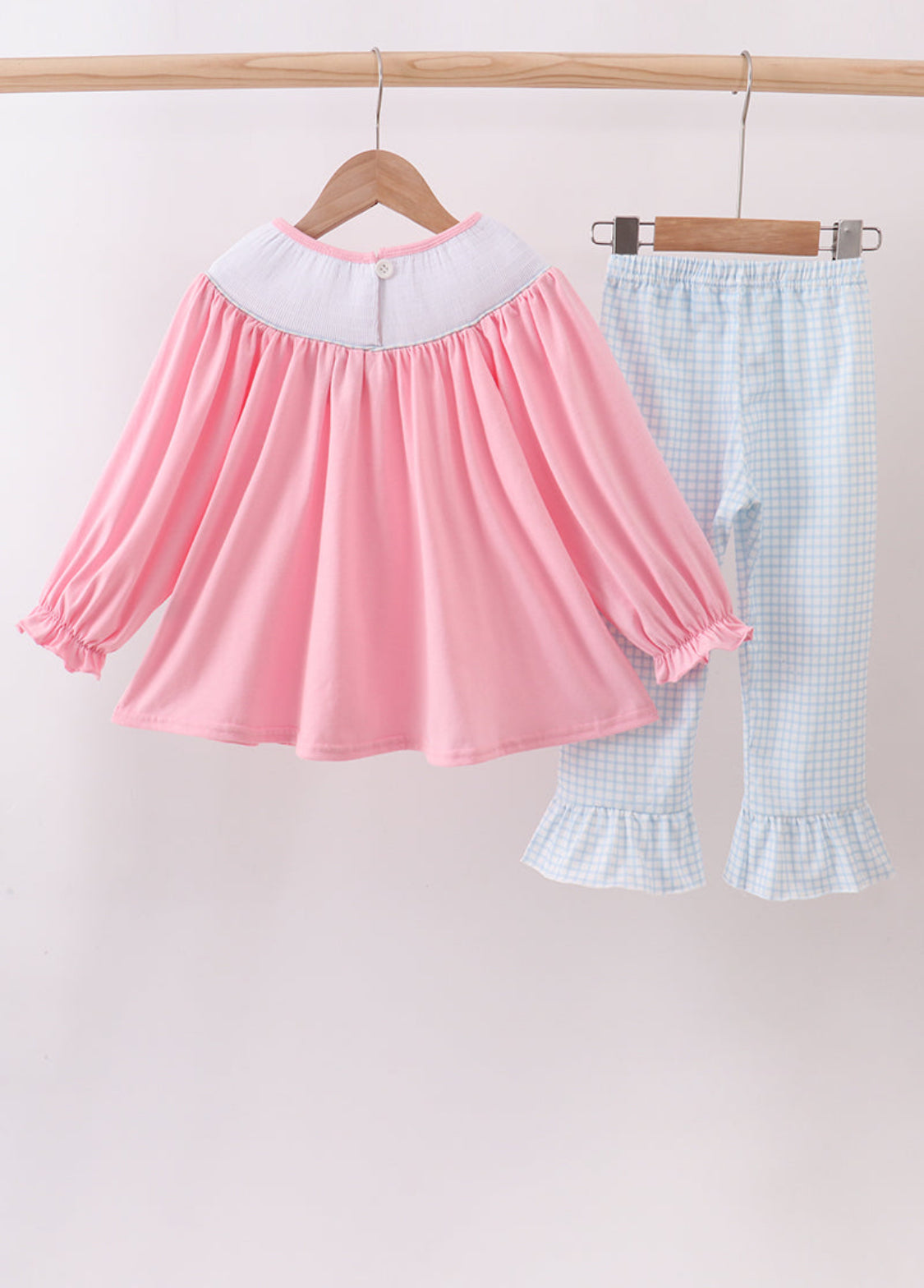 Pink Animal Smocked Ruffle Girl’s Pants Set