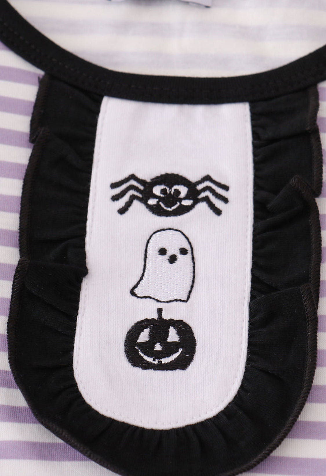 Purple Halloween Spider Embroidery Stripe Girl’s Pants Set