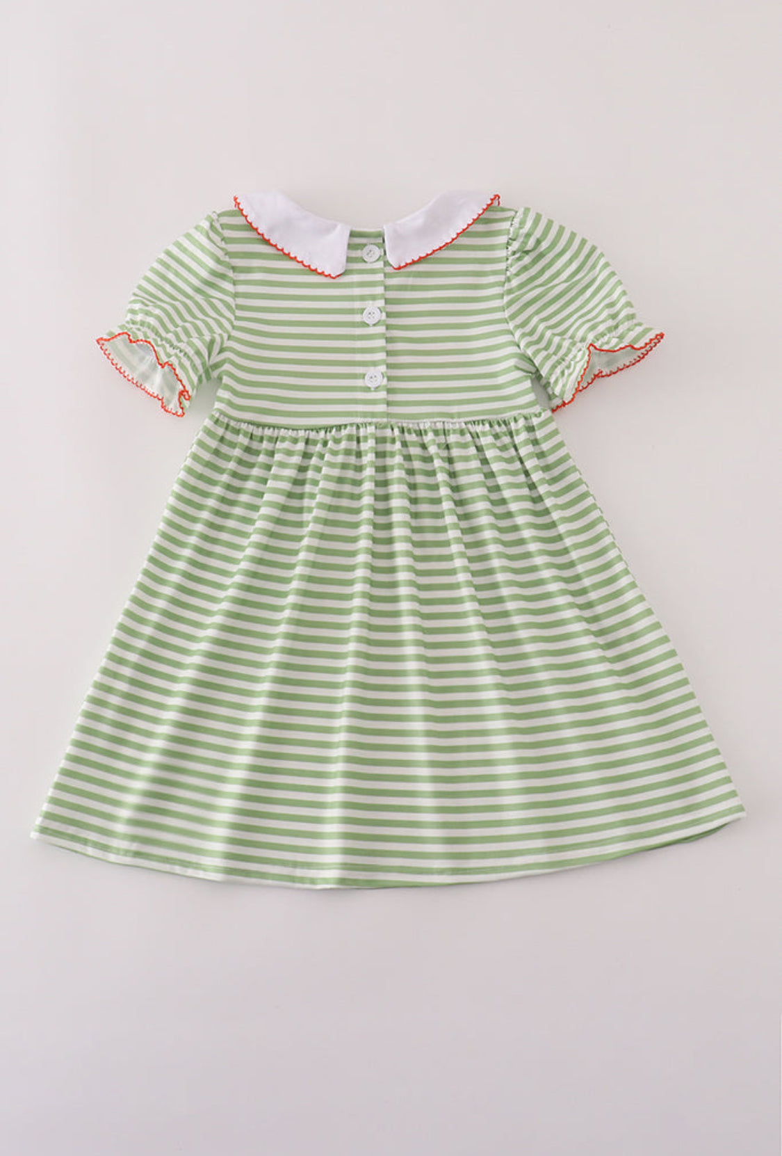 Green Stripe Embroidery Dress