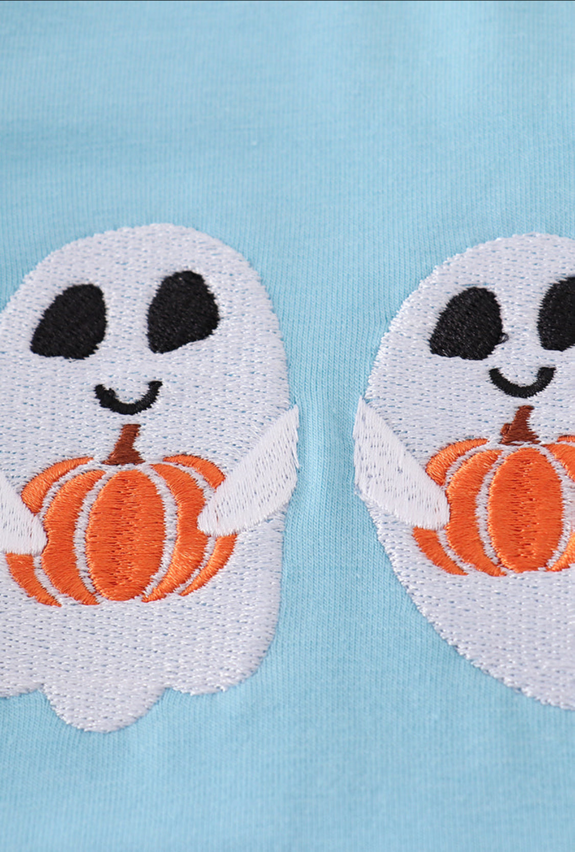 Blue Ghost Pumpkin Embroidery Boy’s Top