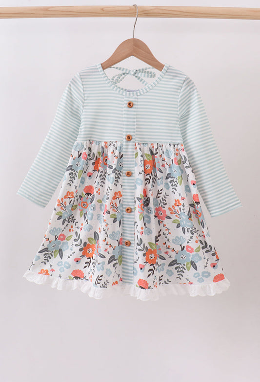 Mint Floral Stripe Dress