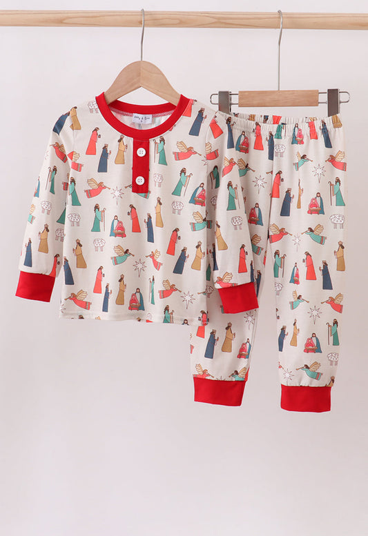 Nativity Print Boy’s Pajamas Set