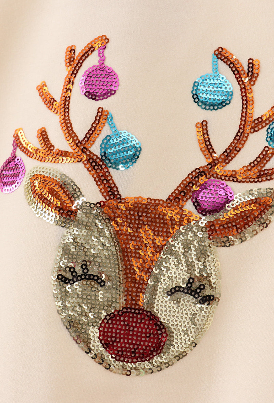 MOMMY & ME!!!  Beige Reindeer Sequin Sweatshirts