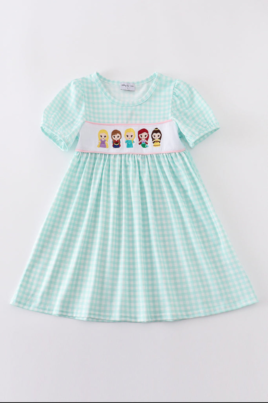 Blue Princess Embroidery Gingham Girl’s Dress