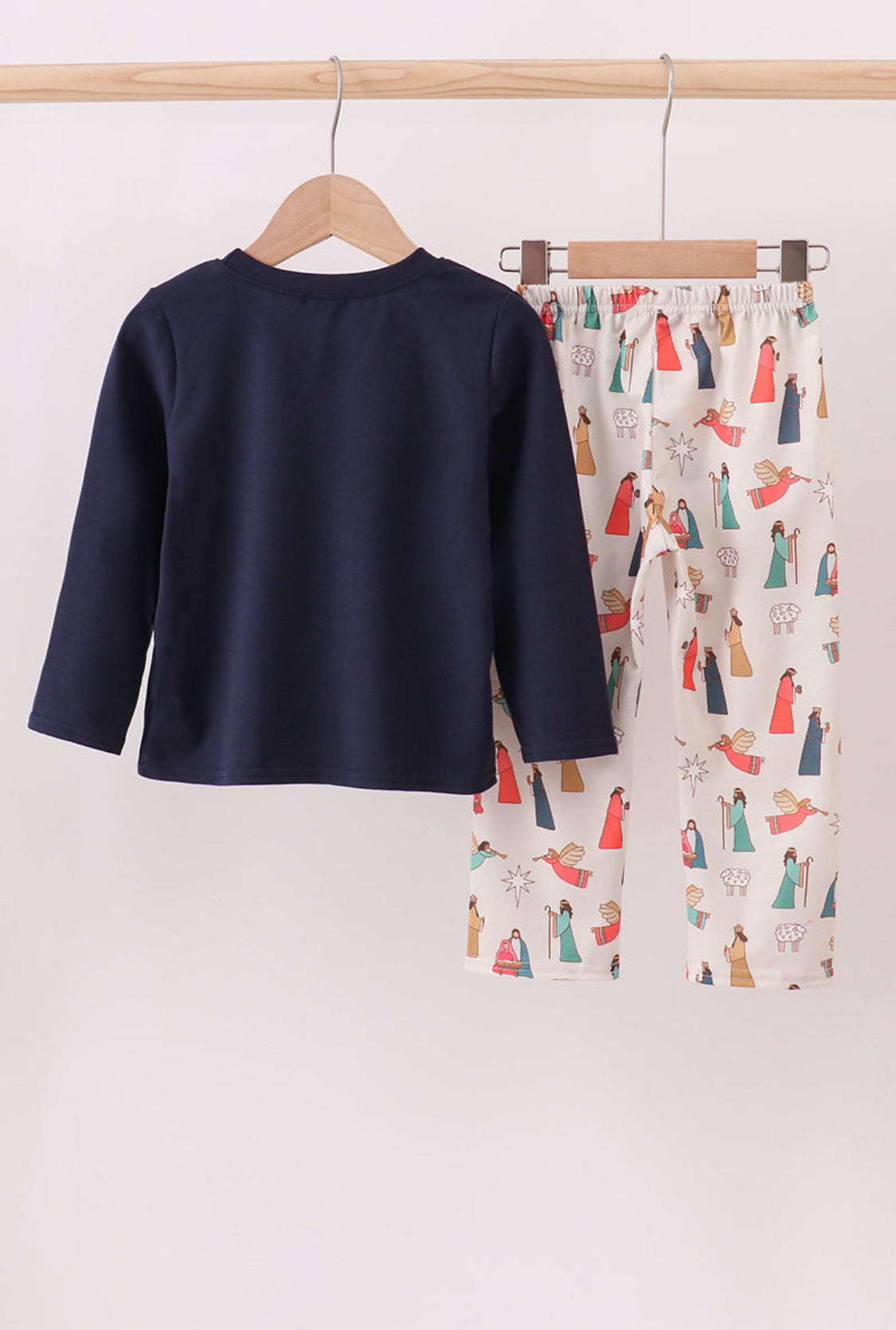 Navy Nativity French Knot Boy’s Pants Set