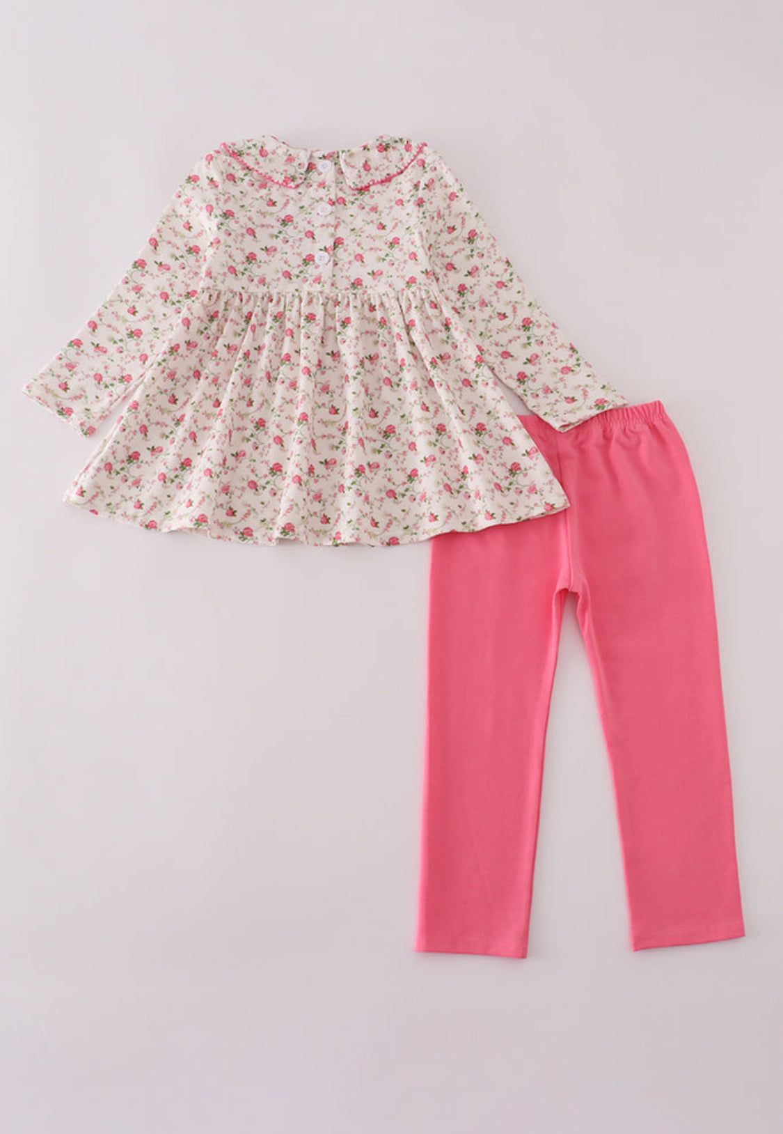 Pink Rose Hand Smocked Girl’s Pants Set