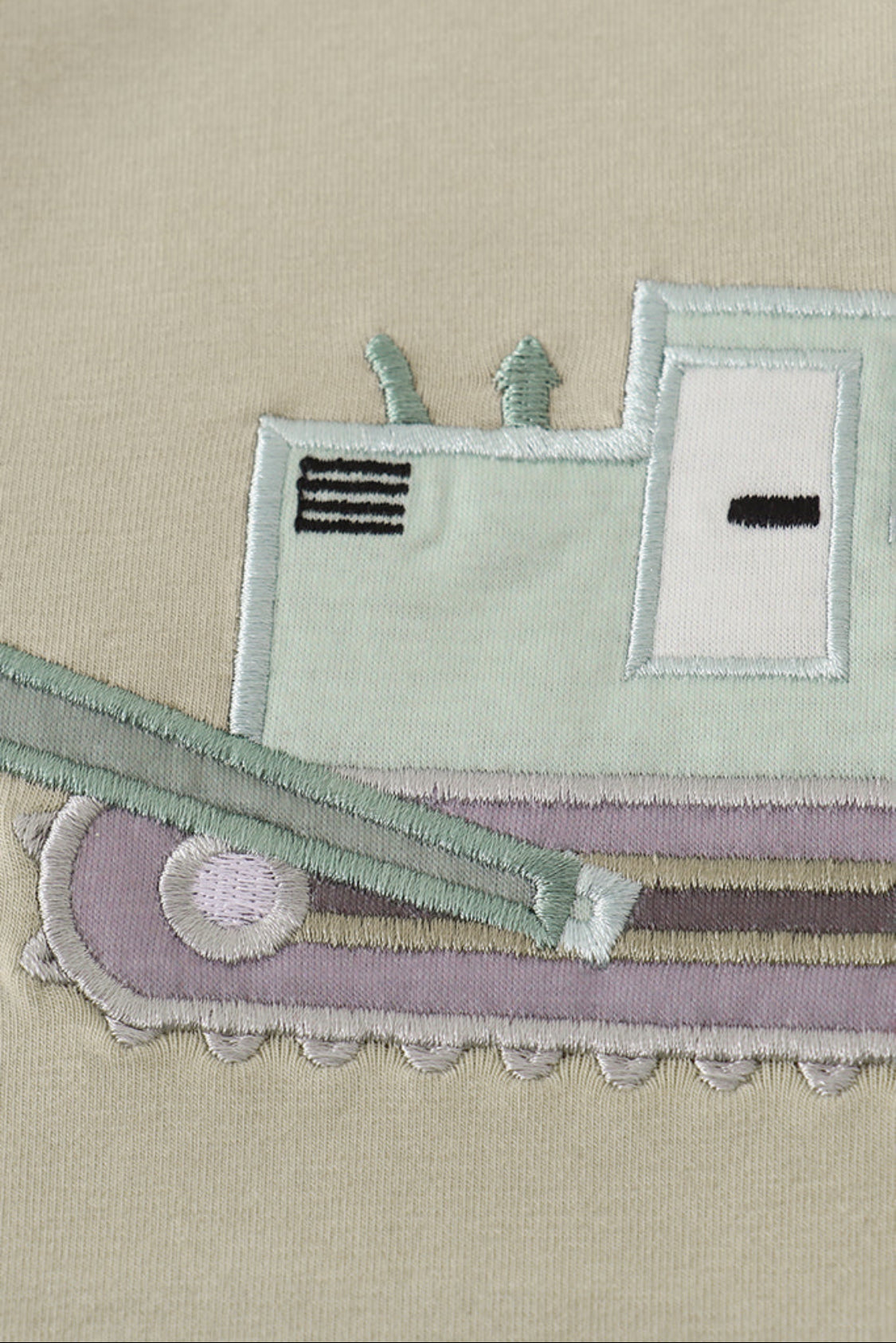 Cream Excavator Appliqué Boy’s Tops