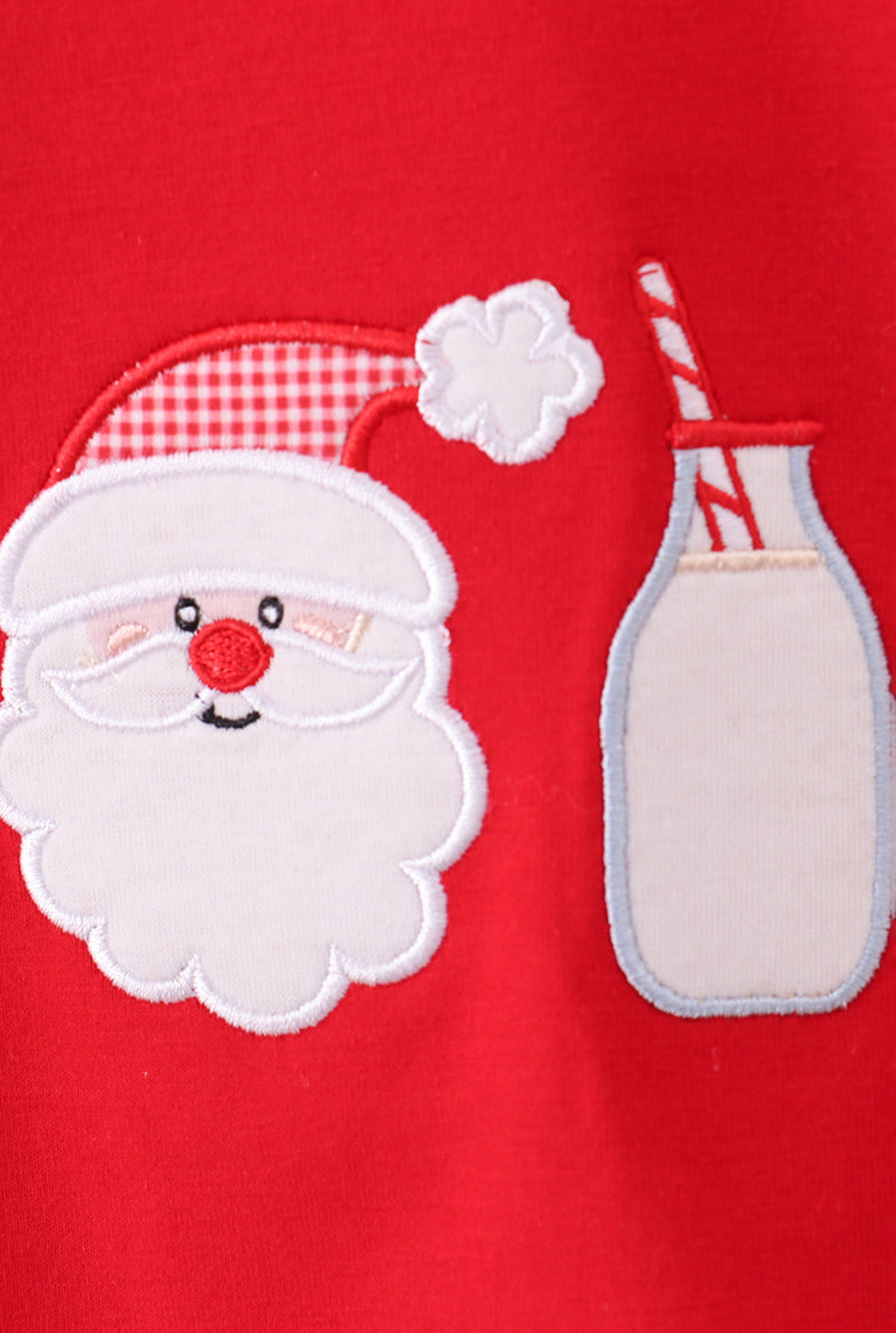 Red Santa Claus Biscuit Milk Appliqué Unisex Top