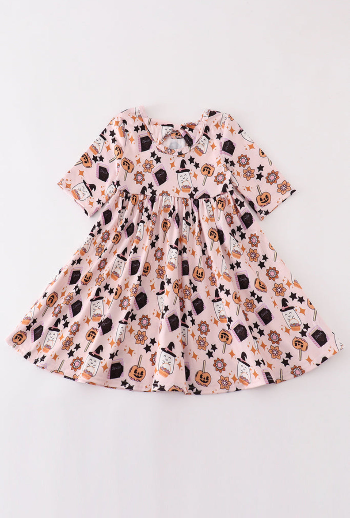 Pink Halloween Pumpkin Twirl Dress