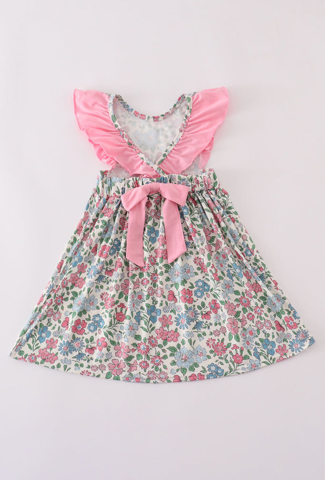 Vintage Floral Print Ruffle Dress