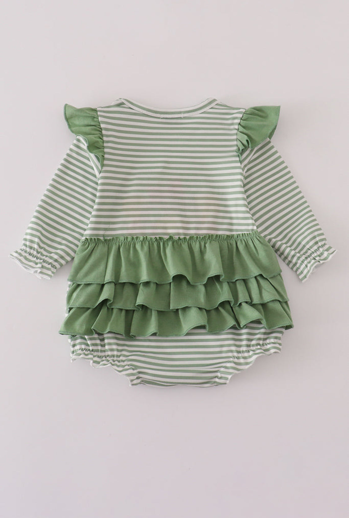 Green Turkey French Knot Stripe Ruffle Girl’s Bubble