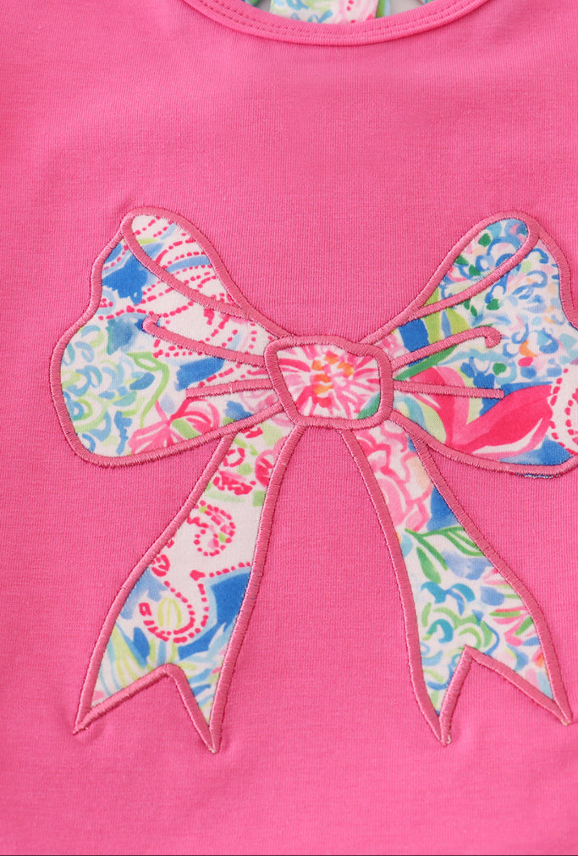 Hot Pink Floral Bow Appliqué Girl’s Active Skort Set