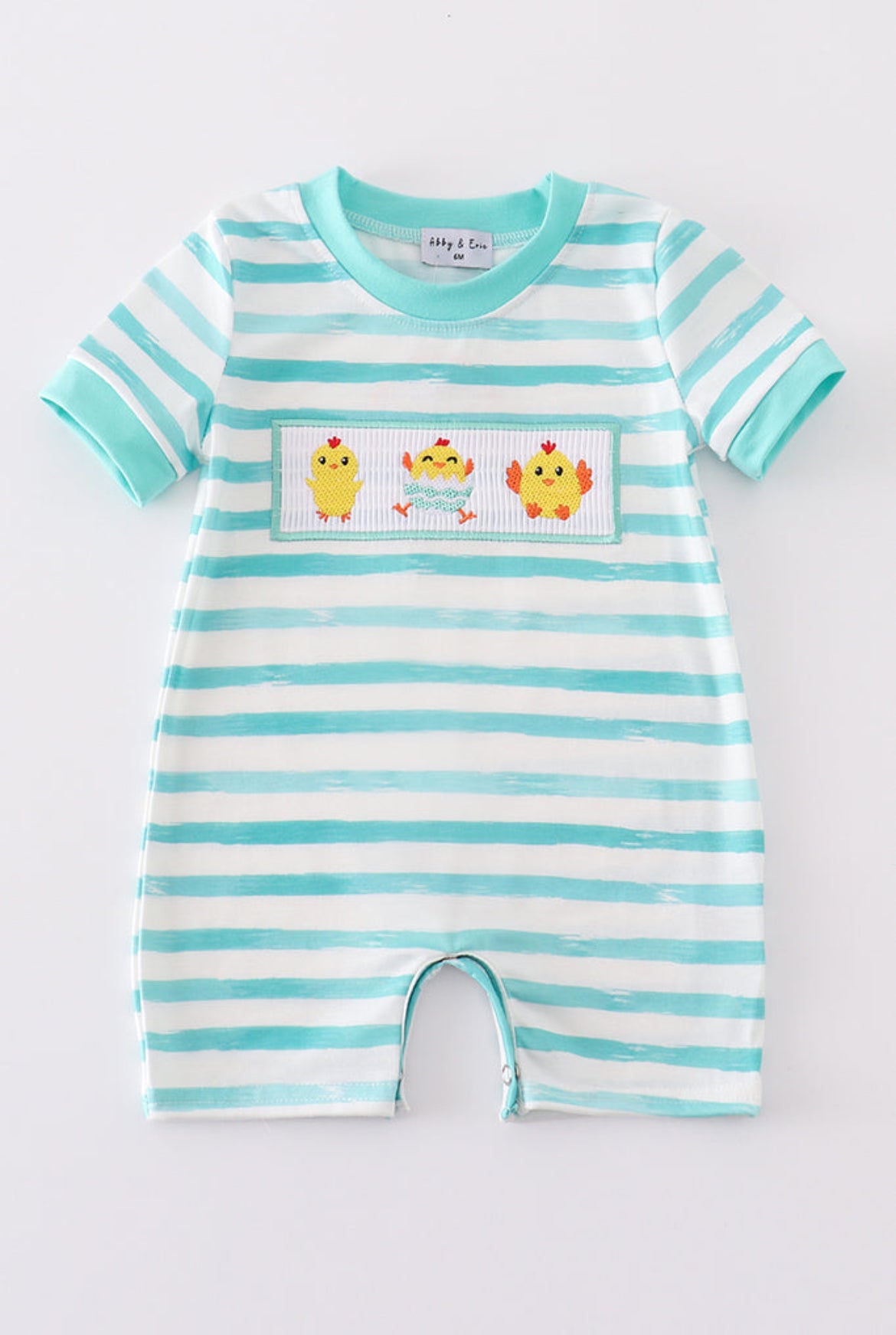 Chicken Embroidery Stripe Boy’s Romper