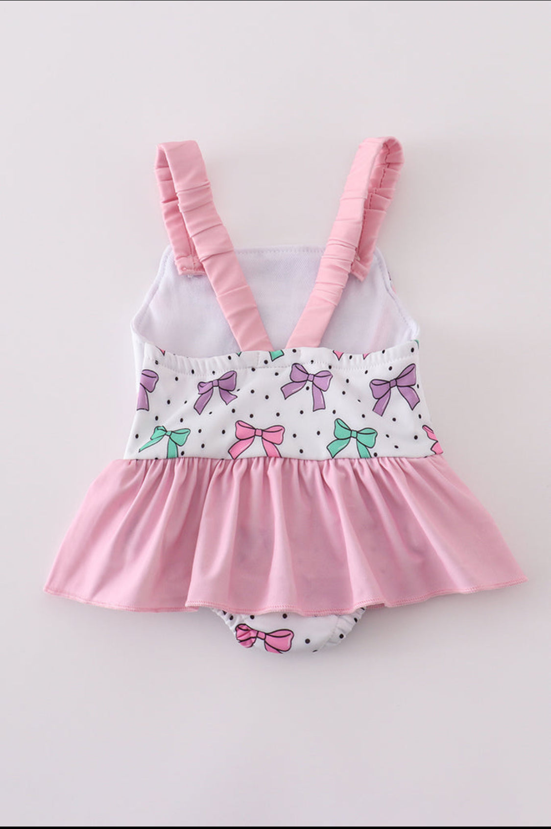 Pink Bow Embroidery One-Piece Girl’s Swimsuit (UPF50+)