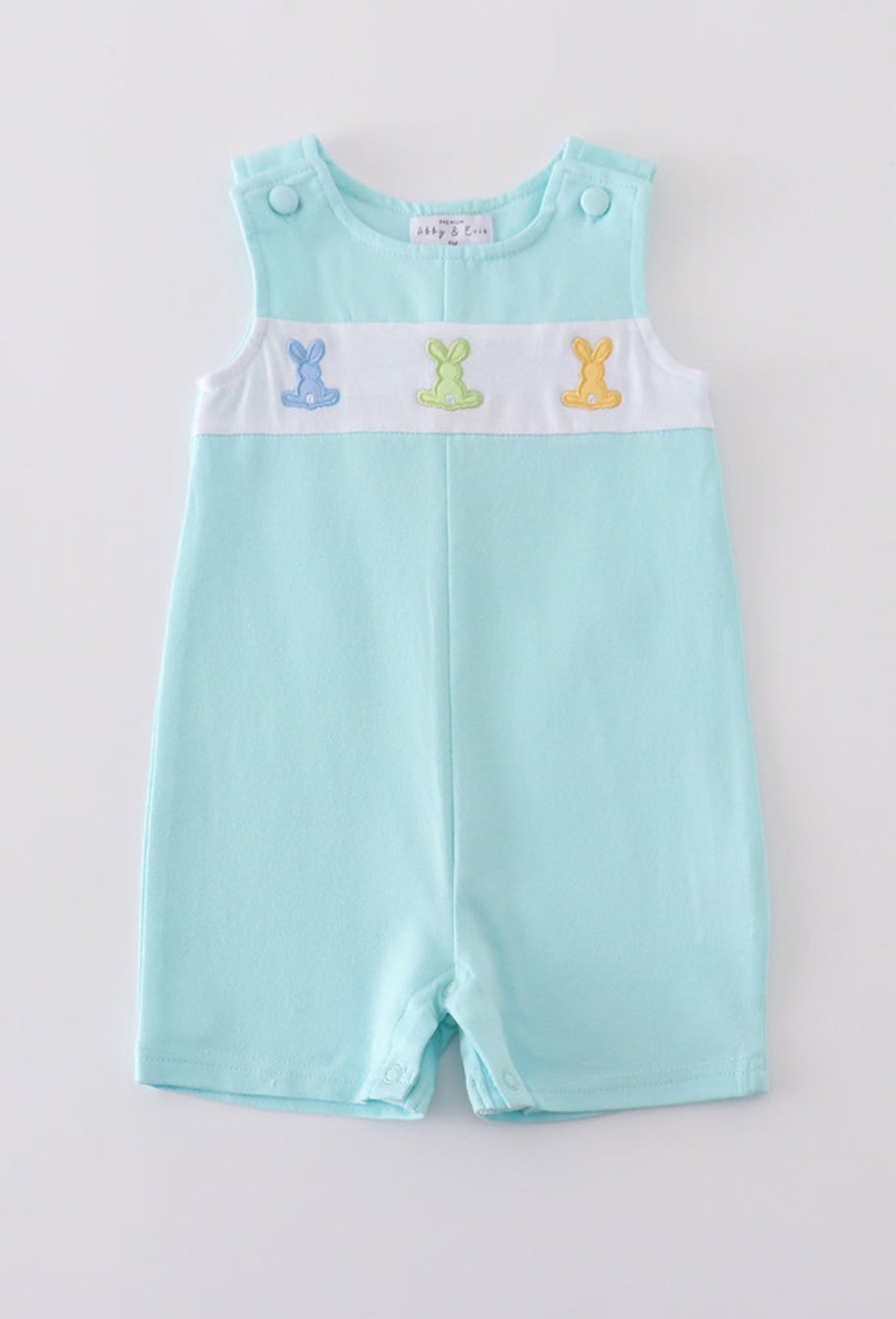 Boy’s Premium Mint Bunny Embroidered Romper