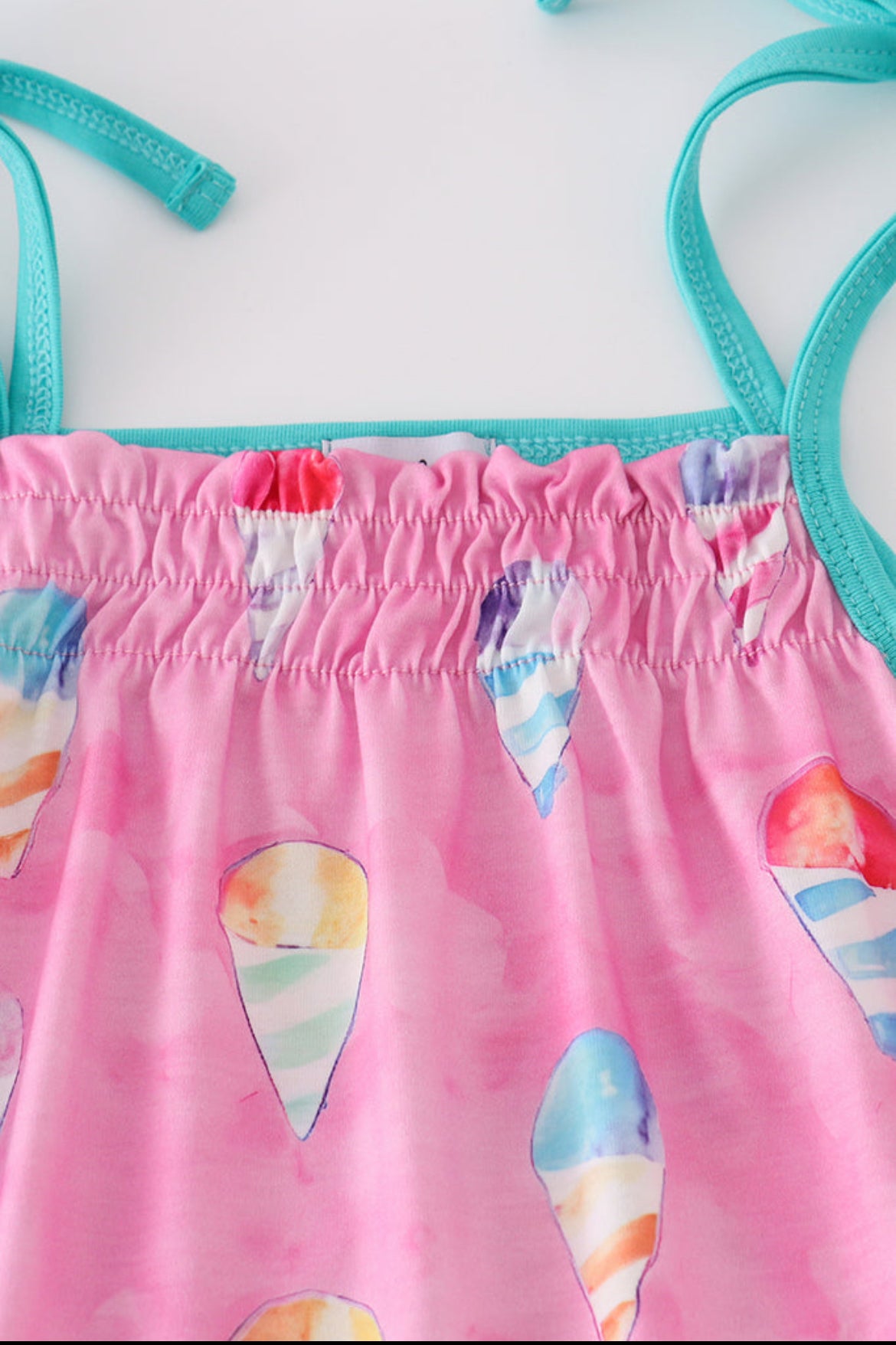 Pink Ice Cream Print Girl’s Shorts Set