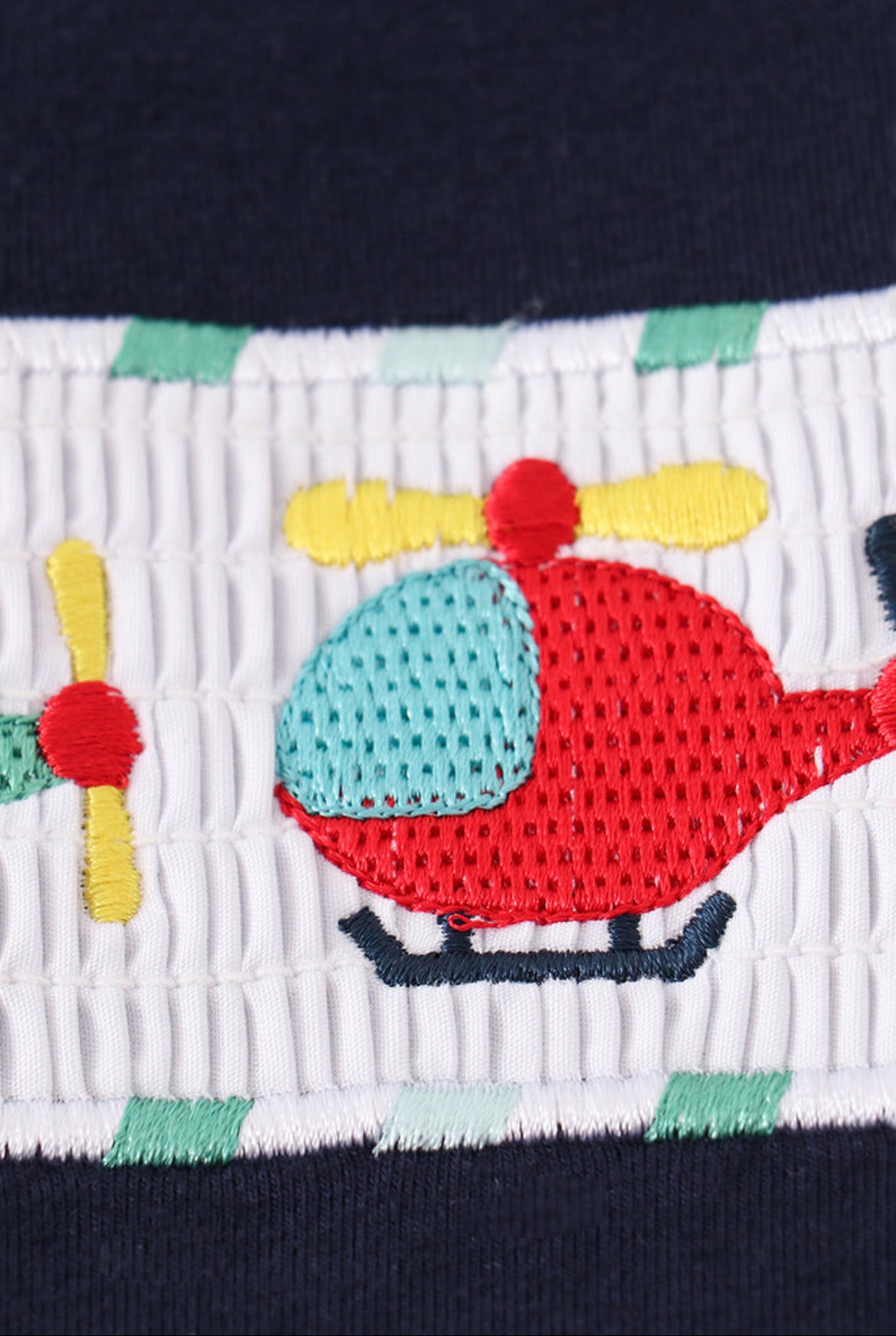 Boy’s Navy Helicopter Embroidered Smocked Short Set