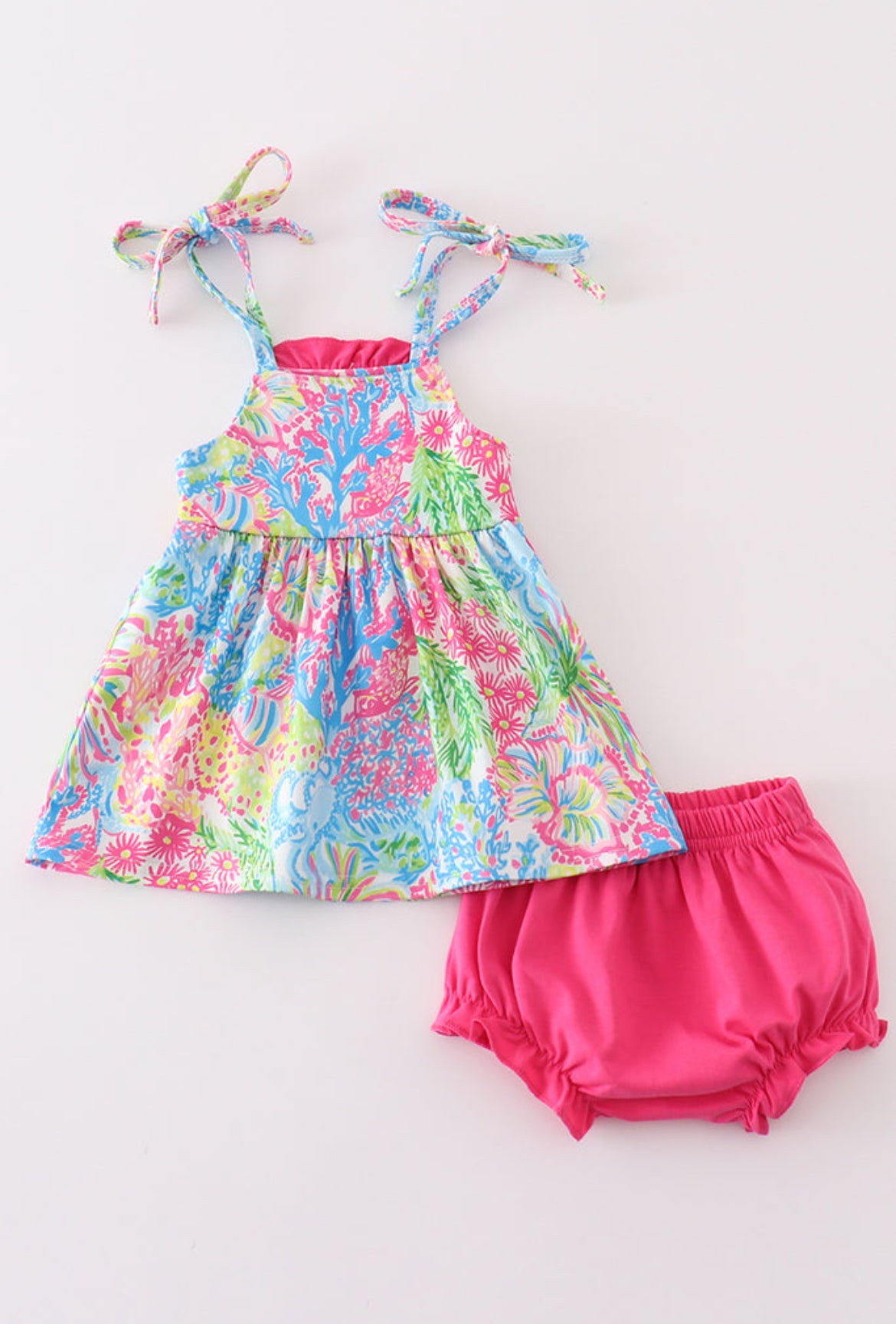 Girl’s Pink Tropical Floral Bloomer Set