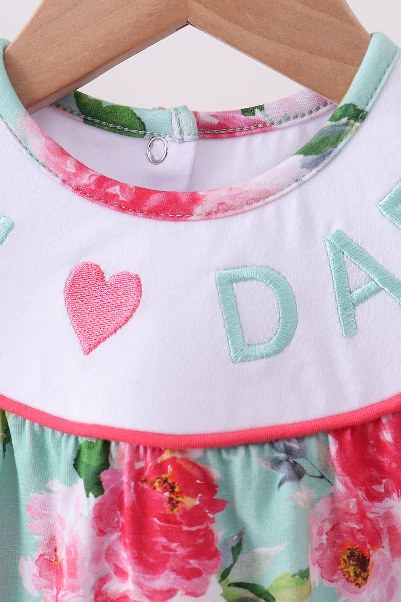 Pink floral I love Dad embroidery dress