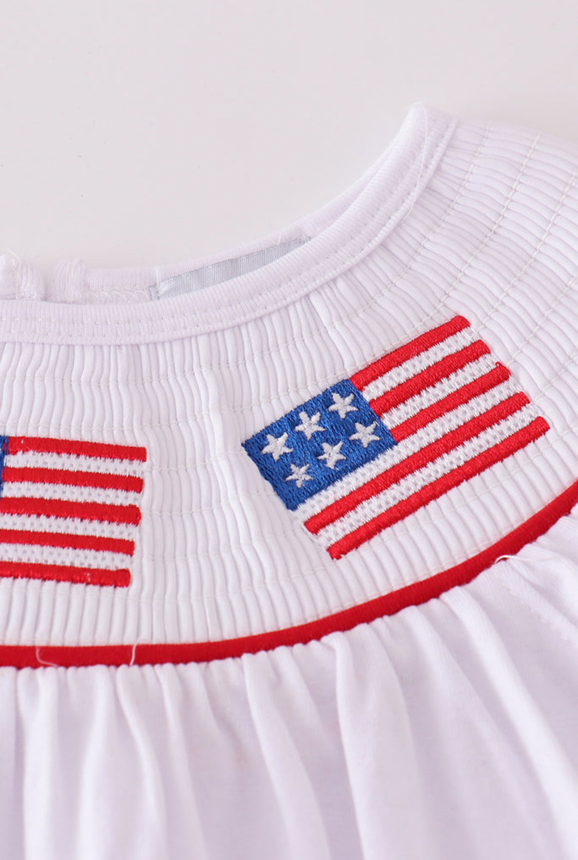 Flag Embroidery Smocked Girl’s Short Set