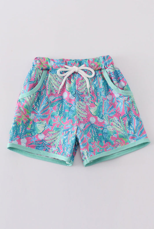 Green Jungle Bloom Boy’s Shorts/Swim Trunks