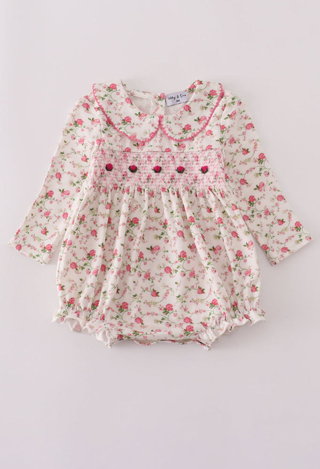 Pink Rose Hand Smocked Girl’s Bubble