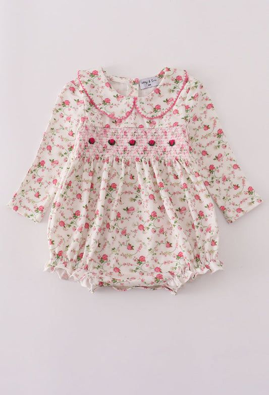 Pink Rose Hand Smocked Girl’s Bubble