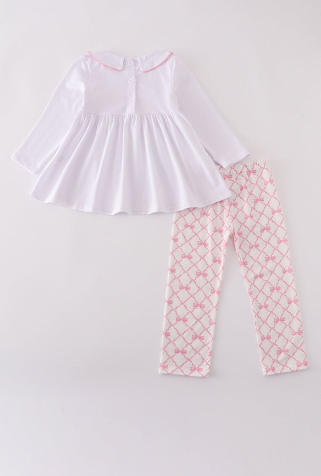 Pink Bow Smocked Girl’s Pants Set