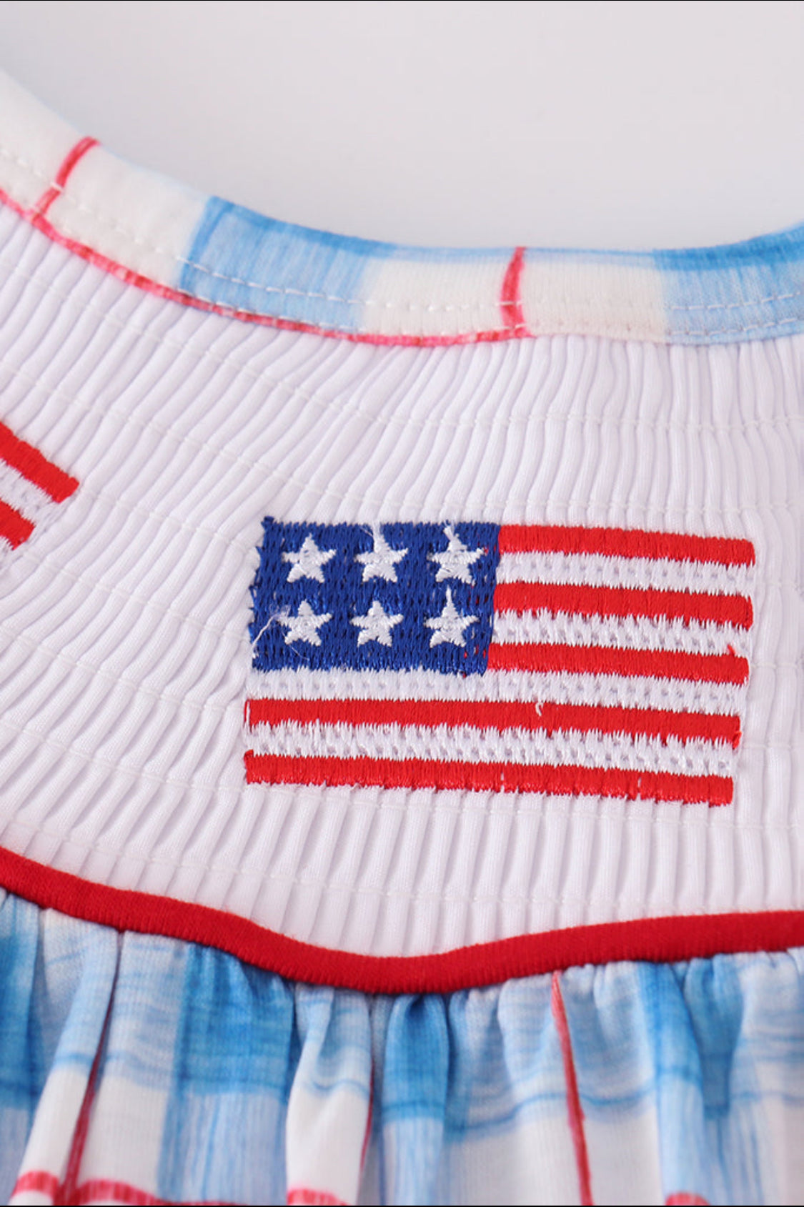 Flag Embroidery Smocked Girl’s Dress