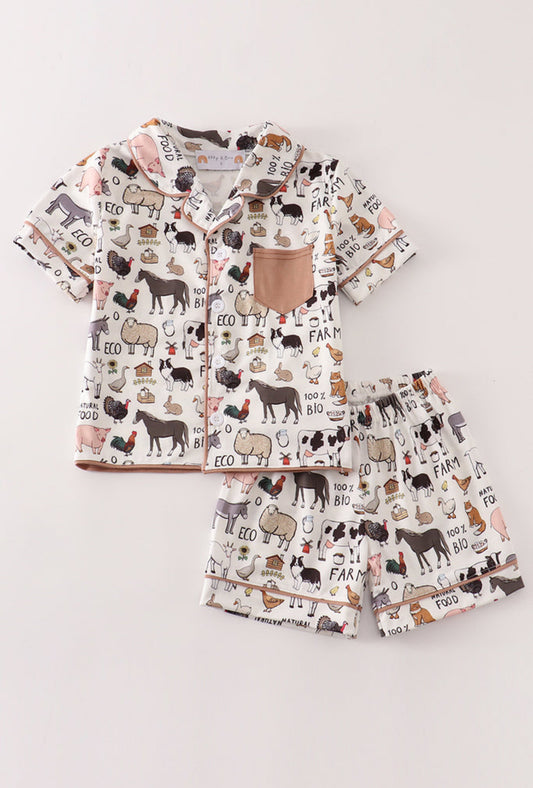 Beige Farm Boy Pajamas Set