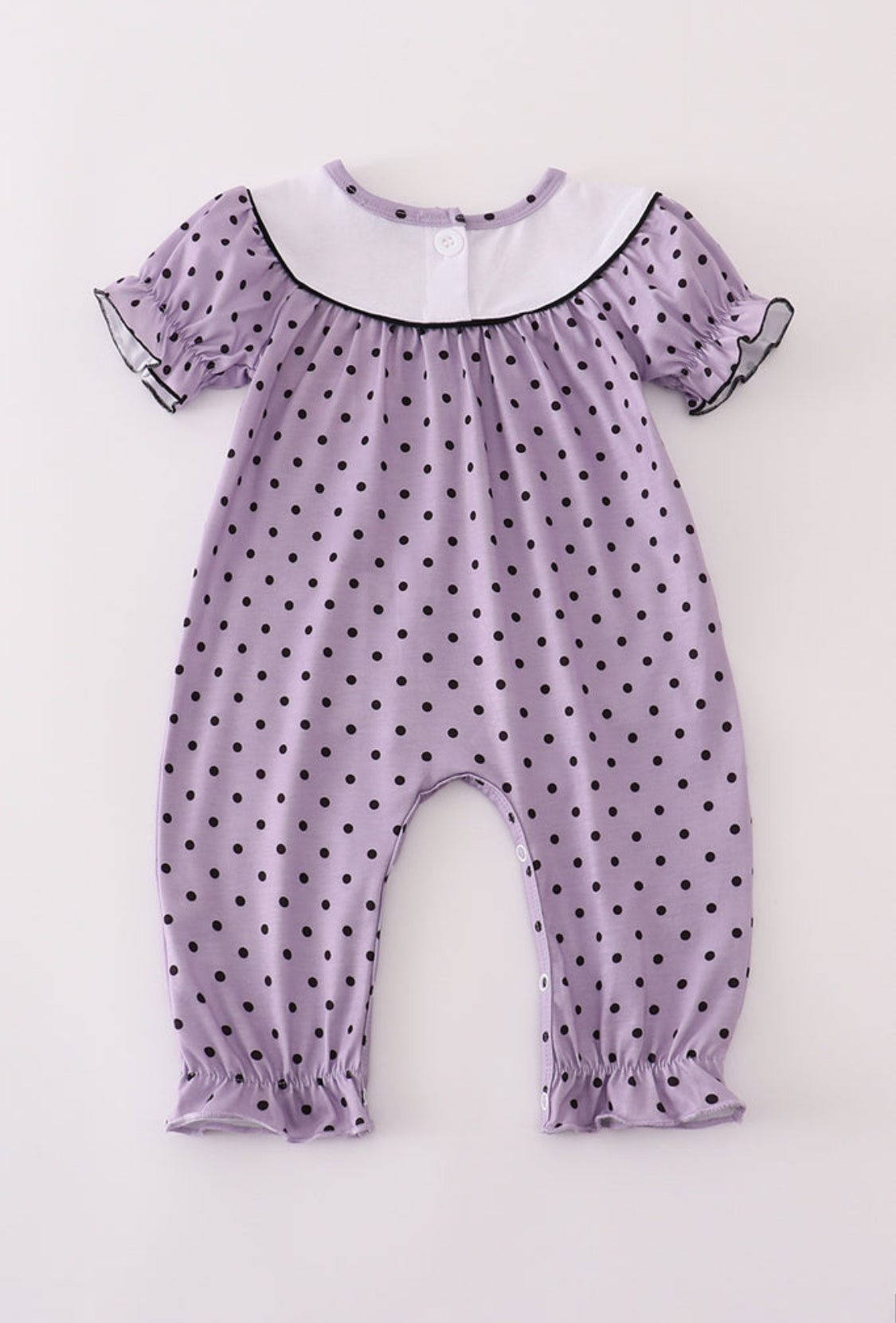 Purple Halloween Dot Witch Embroidery Girl’s Romper