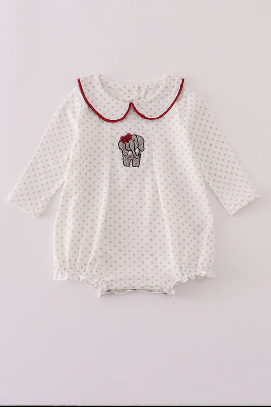 Alabama Polka Dot Elephant French Knot Girl’s Romper