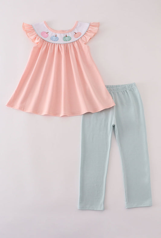 Pink Embroidery Girl’s Pants Set