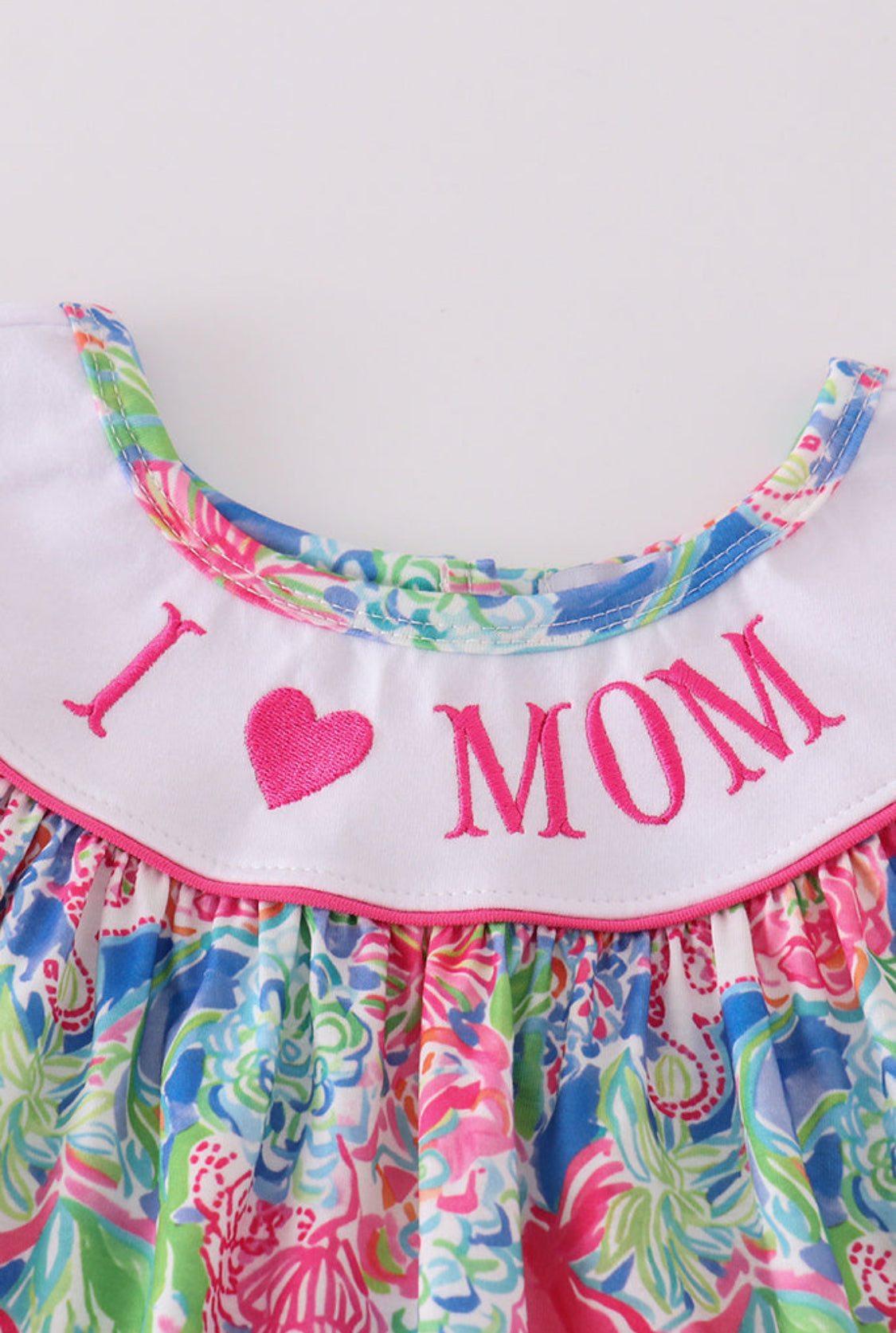 Garden Bloom I Love Mom Embroidery Girl’s Dress
