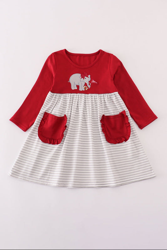 Alabama Roll Tide Elephant Appliqué Stripe Dress