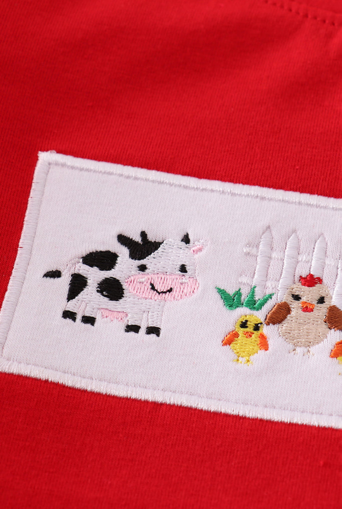 Red Farm Embroidery Plaid Boy’s Pants Set