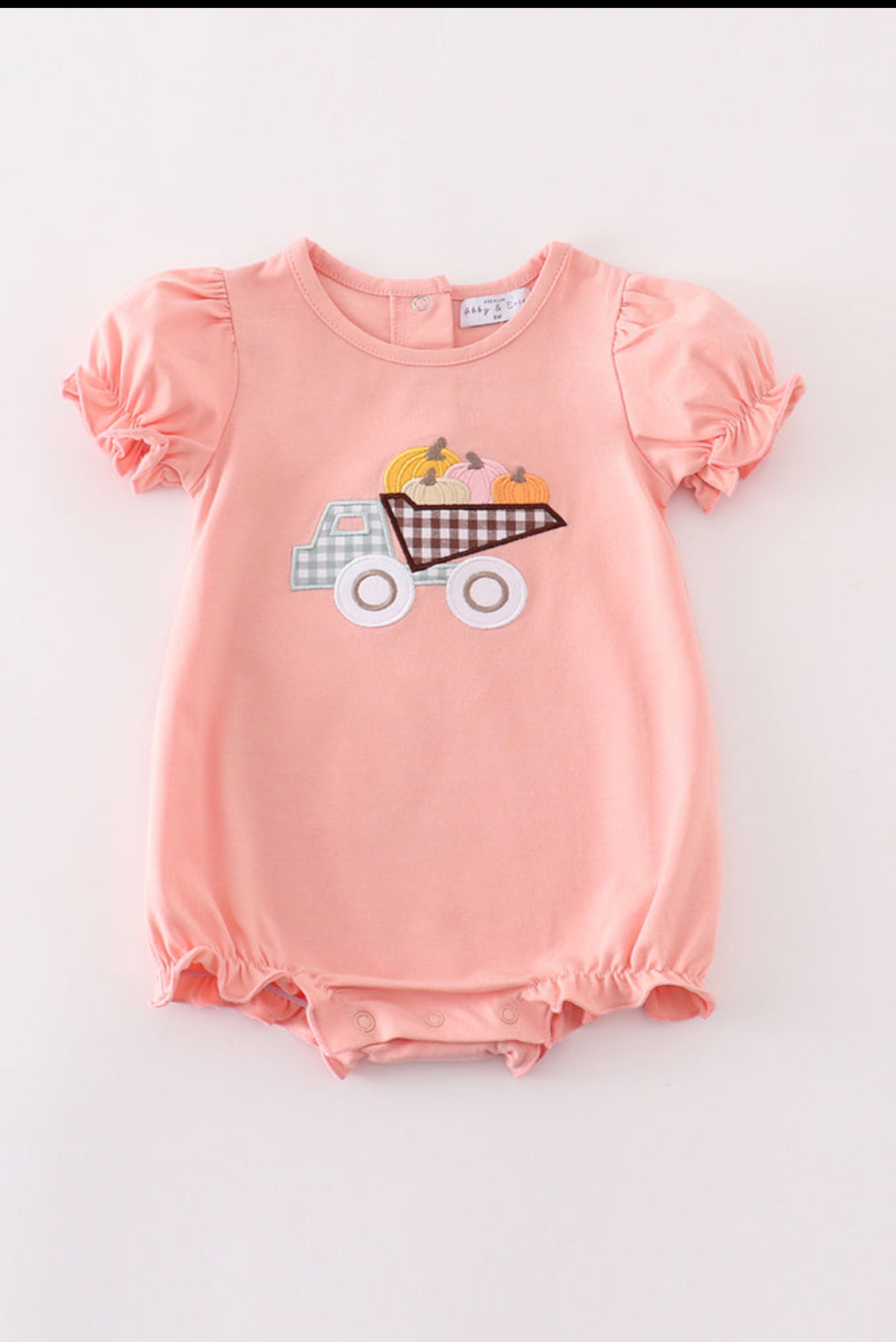 Coral Truck Pumpkin Embroidery Girl’s Bubble