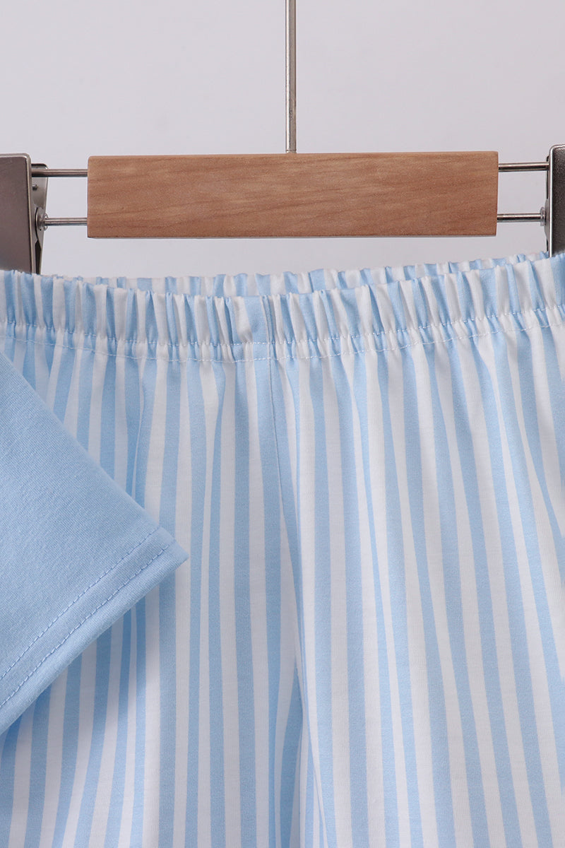 Blue I love MAMA smocked shorts set