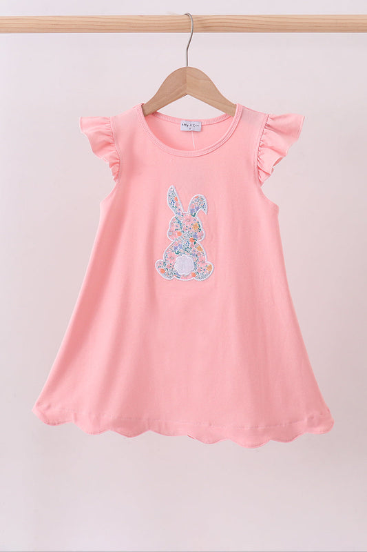 Pink bunny applique ruffle dress
