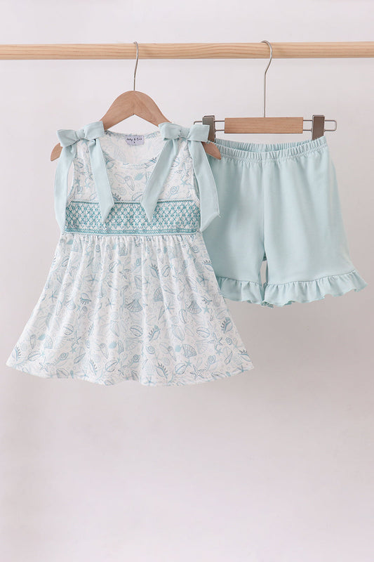 Sea shell  ruffle shorts set