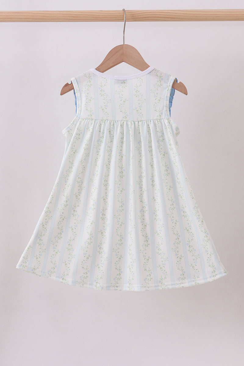 Floral bunny embroidery ruffle dress