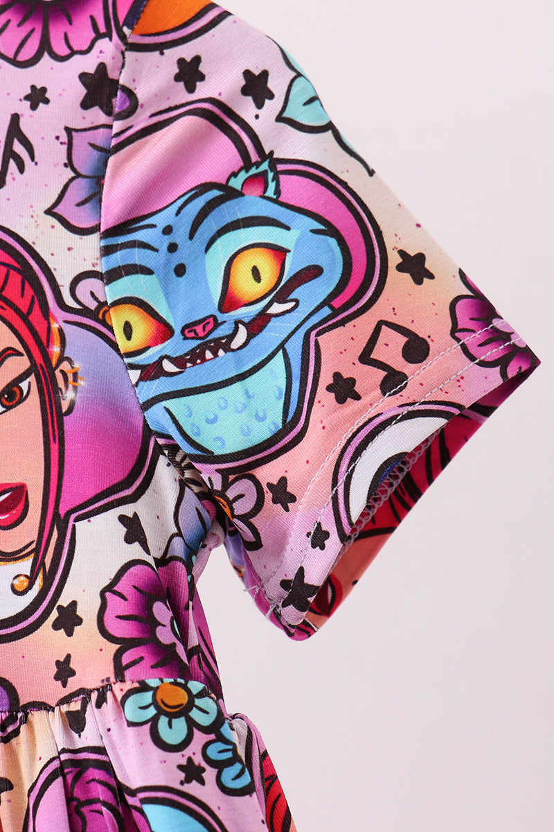 Purple character bamboo dress